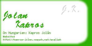 jolan kapros business card