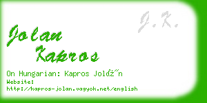 jolan kapros business card